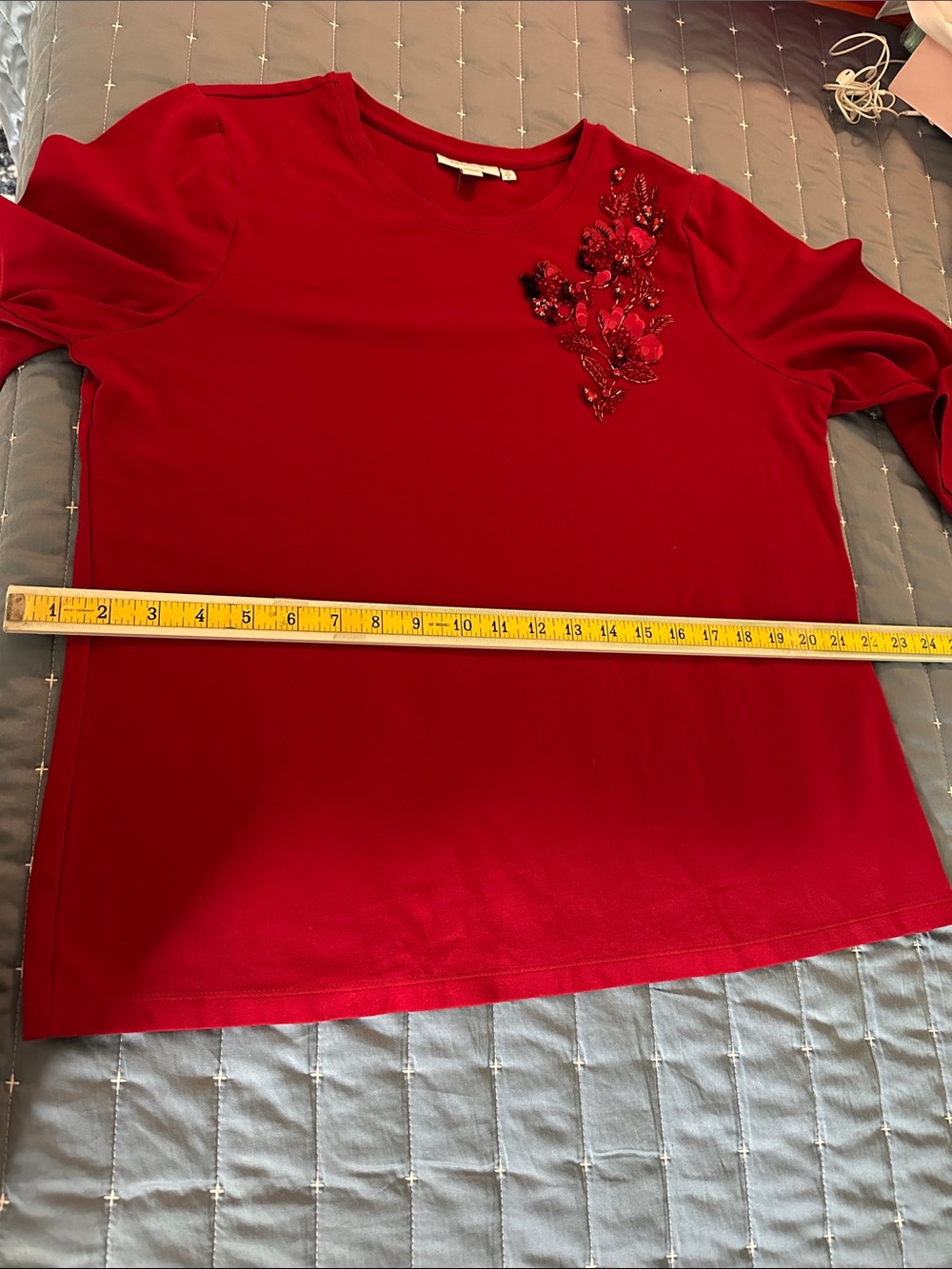 Chico's Scarlet Ponte Tunic with Floral Sequin Accent - Picture 10 of 12